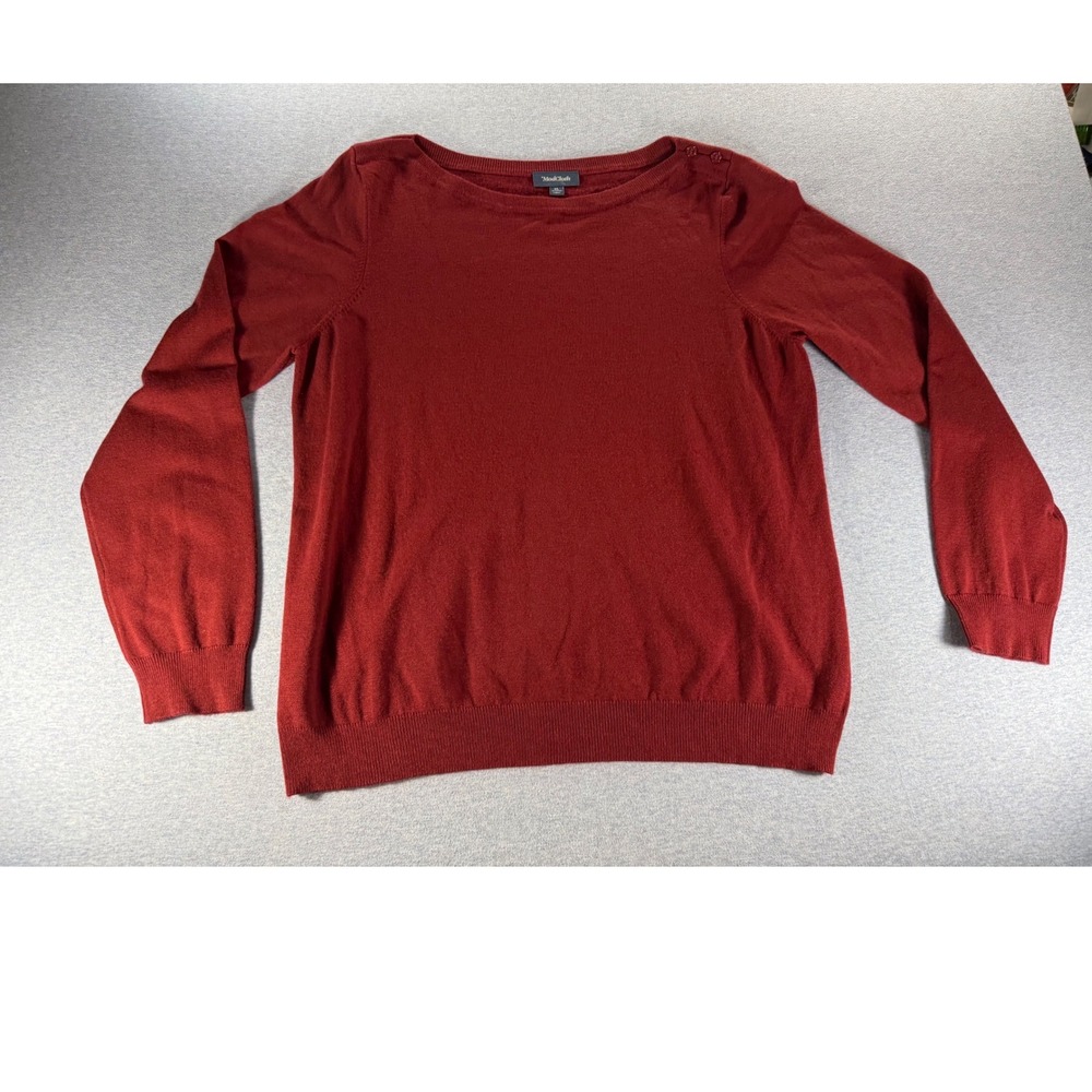 ModCloth Womens Burgundy Red Boat Neck Shoulder Button Knit Sweater XL